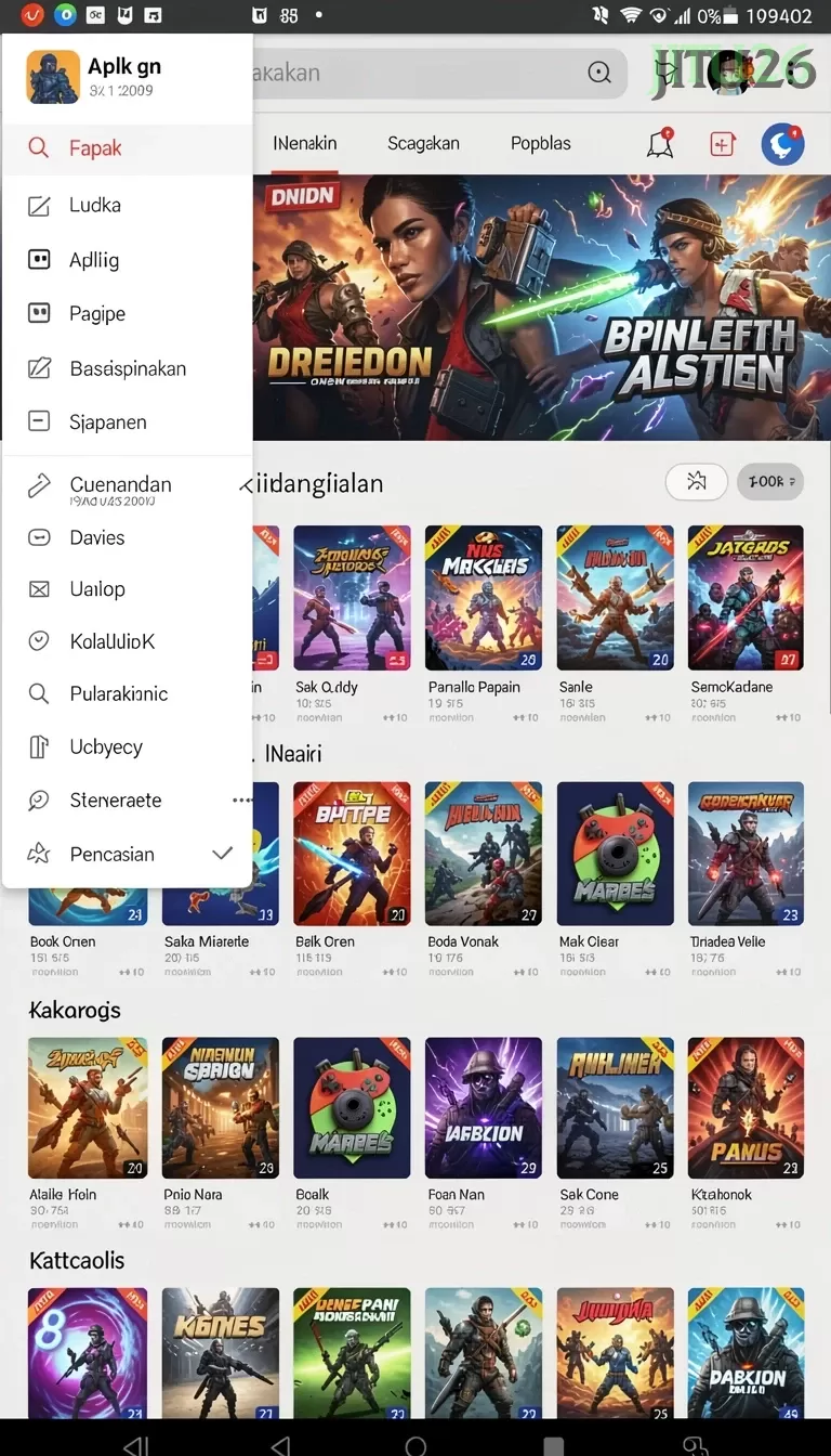 Cuplikan layar JITUTOTO — menu navigasi