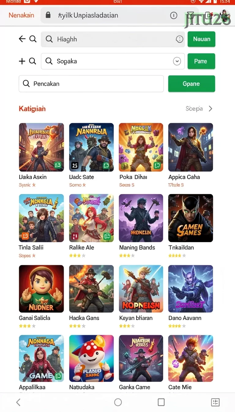 Cuplikan layar STRATEGY — menu navigasi